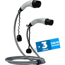 Hims EMEF-22T2-GB-3 22KW Tip 2 Soketli Gri 3m Elektrikli Araç Şarj Kablosu