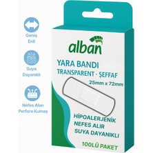 Alban Şeffaf Yara Bandı 25MM x 72MM 100 Lü Paket