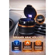 Skytrend Araç Içi Seramik Lüks Oto Küllük Mavi Işıklı Bardaklıklı Gold Küllük Havalandırma Tip