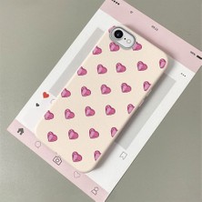 HONTINGA iPhone 8 ile Uyumlu Kılıfı Deri Dokusu Anti Düşme Yumuşak Silikon Telefon Kılıfı Kalp Desen K7-3091