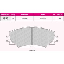 Qcb Fren Balata On Toyota Corolla (E15_) 1.6 Vvt-I 2007-2012 / Aurıs (ZRE15) 1.6 Vvt-I 2007-2012