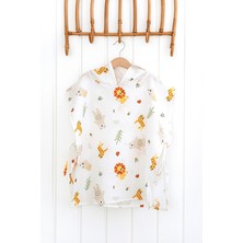 Serstil Kapşonlu Müslin Panço %100 Pamuk Bebek / Çocuk Plaj Havlusu / Bornozu