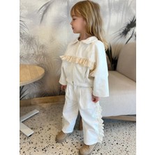 Butik Kız Çocuk Kot Ceketli 2'li Alt - Üst Takım Özel Koleksiyon Lüks Takım