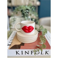 PremiumPort El Yapımı Kırmızı Seramik Dudak Kupa, Şık ve Eşsiz Tasarım