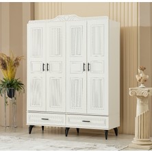 İNDEPPO Nirvana 4 Kapaklı 2 Çekmeceli Gardırop Mat Aytaşı