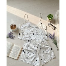 Babyilay Desenli Saten Şortlu Takım Şık Gecelik