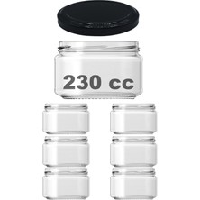 PremiumPort 230 ml Siyah Metal Kapaklı Şeffaf Cam Kavanoz Seti - 6 Adet