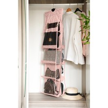 Serstil 10 Bölmeli Dolap Içi Çanta ve Ayakkabı Organizer - Pembe Balıksırtı