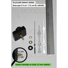 Mooclock Saat Makinesi, Akar Sessiz Duvar Saati Mekanizması, 22 mm Şaft, Akrep-Yelkovan-Saniye-(Askılı)