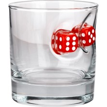 PremiumPort Kırmızı Zarlı Özel Viski Bardağı Zar 300CC Şık ve Dayanıklı Tasarım