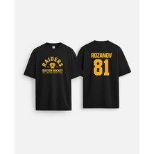 Shain Heated Rivalry Rozanov 81 Boston Hockey Baskılı Bisiklet Yaka Siyah Tişört T-Shirt