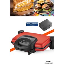 Allians Parlak Kırmızı 1750W Granit Tost ve Izgara Makinesi, 5 Kademe Isı Ayarı