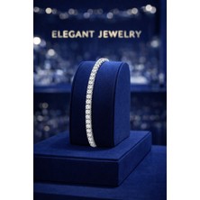 Eg Kuyumculuk Gümüş 5 mm Beyaz Taşlı Su Yolu Kadın Bileklik