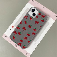 HONTINGA iPhone 13 ile Uyumlu Kılıfı Deri Dokusu Anti Düşme Yumuşak Silikon Telefon Kılıfı Visne Desen K7-3086