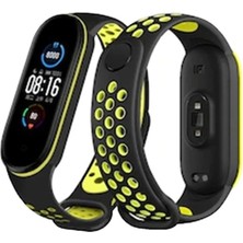 Lunira  Xiaomi Mi Band 4 Spor Delikli Kordon - Siyah-Yeşil 7577