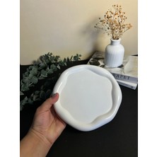 PremiumPort Beyaz Bulut Desenli Dekoratif Sunum ve Takı Organizatör Seti