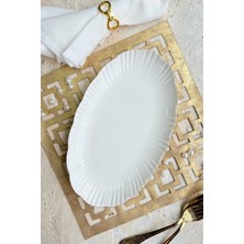 PremiumPort Elegant 2'li 30 cm Porselen Kayık Sunumluk Servis Seti Altın Renk