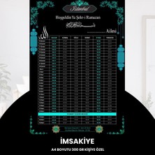 TrentCo Ramazan Imsakiyesi - 300 gr - A4 Boyut Kişiye Özel Isimli & Logolu 1 Adet Siyah-Mavi