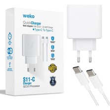 Ett Weko WK-21440 S11-C 25 Watt Telefon Şarj Başlık Adaptörü + Type-C To Type-C Kablo