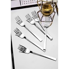 PremiumPort 6'lı Paslanmaz Çelik Meyve Çatalı, Lüx Tasarım, Dayanıklı ve Şık