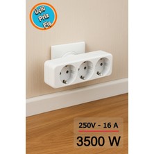 Ecuy Üçlü Golyat Düz Fiş Priz 250V 16A 3500W Güçlü Priz Çoklayıcı Üçlü Fiş Adaptör Ev Ofis Kullanım