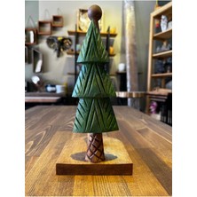 PremiumPort Çam Ağacı Desenli Ahşap Peçetelik ve Rulo Havluluk Seti