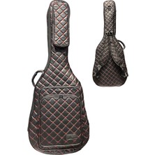 Erga Müzik Siyah Profesyonel Gigbag Klasik Gitar Kılıfı-Çantası-Kırmızı Kapitoneli Suni Deri