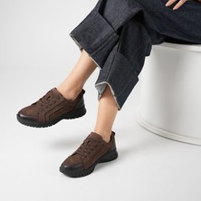 Ametist Acorn Kahve Nubuk Deri Kadın Sneaker – Esnek Kauçuk Taban