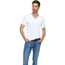 Elit ELT1303 Erkek V Yaka Atlet 3 Adet Beyaz Renk Esnek Kumaş ve Nefes Alabilir Özellik