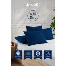 Decovilla Micro Fermuarlı Yastık Alezi Sıvı Geçirmez 4 Lü Set Yastık Koruyucu 50X70