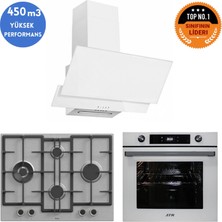 Ferre ve Afm Tech Marka Qrs Turbolu Inox- Beyaz Dijital Ankastre Set (ED071-WFA WOK+FM7701+FM3301)