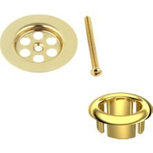 PremiumPort Altın Renkli Lavabo Süzgeci ve Su Taşma Yüzüğü Seti, Pratik ve Şık Tasarım