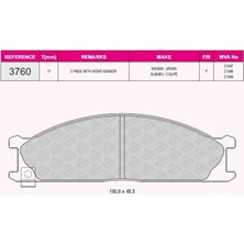 Qcb Fren Balata On 17MM Nıssan Pıck Up NP300 Skystar 2.5 Dcı 2008-/ Terrano I (WD21) 2.7 Td 1986-1996/ Pıck Up (D21) 2.5 D 1985-1998/ Pıck Up (D22) 2.5 D 1998-