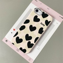 HONTINGA iPhone 7 ile Uyumlu Kılıfı Deri Dokusu Anti Düşme Yumuşak Silikon Telefon Kılıfı Kalp Desen K7-3090