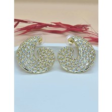 Işıltılı Dantel Desenli Küpe