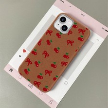 HONTINGA iPhone 13 ile Uyumlu Kılıfı Deri Dokusu Anti Düşme Yumuşak Silikon Telefon Kılıfı Visne Desen K7-3086