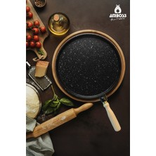 PremiumPort Döküm Granit Pizza ve Gözleme Tavası, Sağlıklı ve Dayanıklı Mutfak Aracı