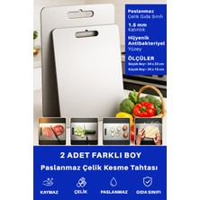 PremiumPort Set 2 Paslanmaz Çelik Mutfak Doğrama Tahtası, Sağlıklı ve Dayanıklı