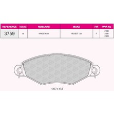 Qcb Fren Balata On Peugeot 206 (2A/C) 1.4i 16V 1998-2006 / 206 (2A/C) 1.4 Hdı 1998-2006 / 206 (2A/C) 1.6i 16V 1998-2006