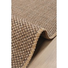 Santiva Home Bej Kahve Naturel Tozumaz Sisal Jüt Hasır Halı Yıkanabilir Kaymaz Taban