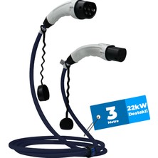 Hims EMEF-22T2-MB-3 22KW Tip 2 Soketli Mavi 3m Elektrikli Araç Şarj Kablosu