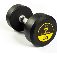 313 Spor HASGYM 10 KG Kauçuk Kaplı Profesyonel Olimpik DUMBBELL ( Dambıl )