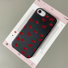 HONTINGA iPhone 8 ile Uyumlu Kılıfı Deri Dokusu Anti Düşme Yumuşak Silikon Telefon Kılıfı Visne Desen K7-3086