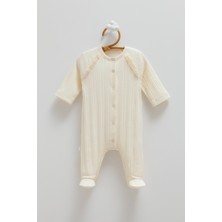 Caramell 0–6 Ay Beauty Girl Kız Bebek Patikli Tulum – %100 Pamuk, Çıtçıtlı, Fırfır Detaylı, Bej