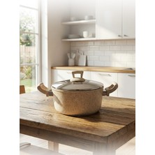 Hascevher Germanitium 26X11 cm Granit Tencere Cam Kapaklı