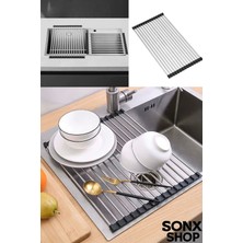 PremiumPort Paslanmaz Çelik Katlanır Evye Üstü Süzgeç, Sebze ve Meyve Kurutucu