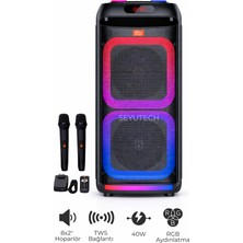 Seyutech Bluetooth Hoparlör Rgb LED Işıklı Karaoke Mikrofon Hediyeli Taşınabilir Parti Speaker