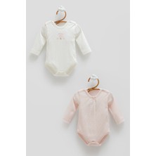 Caramell All Time Girl 0–9 Ay Jakarlı %100 Pamuk 2’li Uzun Kollu Bebek Body Set