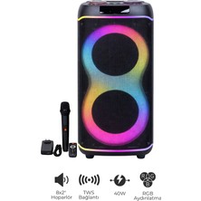 Seyutech Bluetooth Hoparlör Rgb LED Işıklı Karaoke Mikrofon Hediyeli Taşınabilir Parti Speaker
