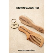 Ayana Cosmetic Isme Özel Doğal % 100 Keçi Kılı Bebek Fırçası + Konak Tarak + Kese + Anahtarlık Hediye